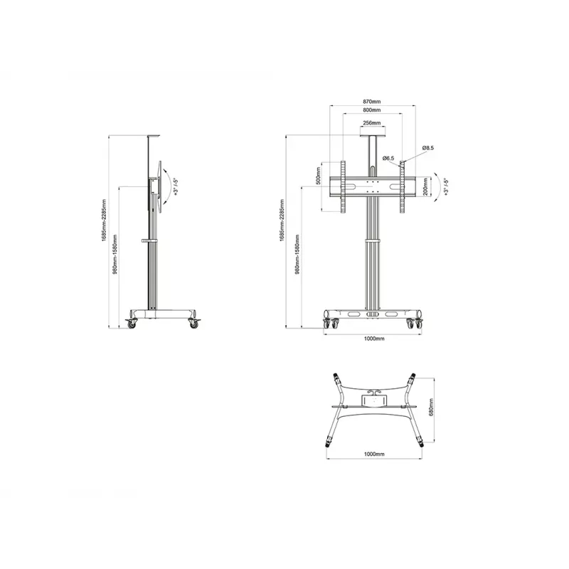 Multibrackets M Motorized Public Floorstand Single Pillar 170 HD 60 kg capacity 32-75 inch