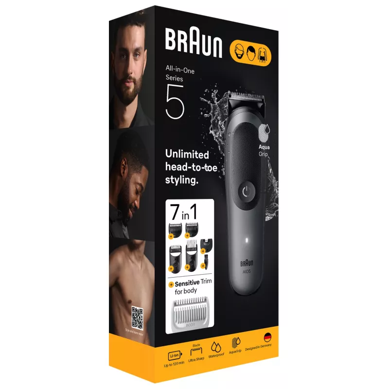 Braun AIO5520 hair trimmers/clipper Black, Grey 14 Lithium-Ion (Li-Ion)
