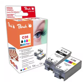 Peach PI100-433 ink cartridge 2 pc(s) Compatible Black, Cyan, Magenta, Yellow