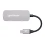 Manhattan USB-C Dock/Hub, Ports (x3): HDMI, USB-A and USB-C, with Power Delivery (PD) 100W- requires external USB-C charger (not included). USB powered (no external power supply required) when PD is not in use, Aluminium