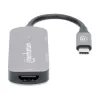 Manhattan USB-C Dock/Hub, Ports (x3): HDMI, USB-A and USB-C, with Power Delivery (PD) 100W- requires external USB-C charger (not included). USB powered (no external power supply required) when PD is not in use, Aluminium