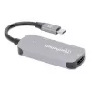 Manhattan USB-C Dock/Hub, Ports (x3): HDMI, USB-A and USB-C, with Power Delivery (PD) 100W- requires external USB-C charger (not included). USB powered (no external power supply required) when PD is not in use, Aluminium
