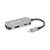 Manhattan USB-C Dock/Hub, Ports (x3): HDMI, USB-A and USB-C, with Power Delivery (PD) 100W- requires external USB-C charger (not included). USB powered (no external power supply required) when PD is not in use, Aluminium