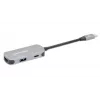 Manhattan USB-C Dock/Hub, Ports (x3): HDMI, USB-A and USB-C, with Power Delivery (PD) 100W- requires external USB-C charger (not included). USB powered (no external power supply required) when PD is not in use, Aluminium