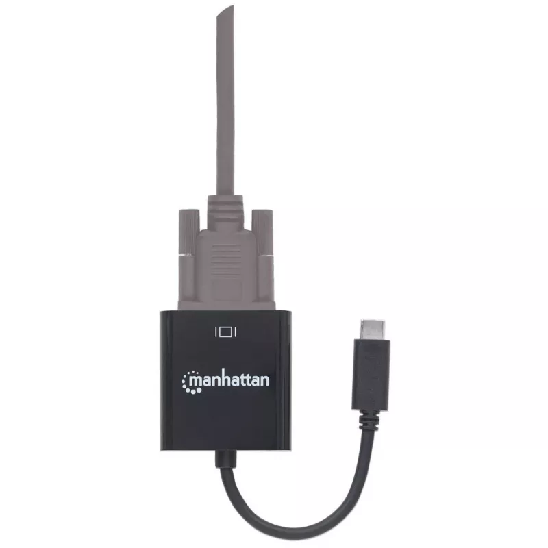 Manhattan USB-C to VGA Converter Cable, 1080p@60Hz, Black, 8cm, Male to Female, Lifetime Warranty, Equivalent to CDP2HD