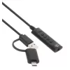 Manhattan USB-C & USB-A to 3.5 mm Stereo Audio Aux Adapter Cable, 2-in-1, Male to Female, Cable 1m, Supports a Headset's Mic and Audio Function, CTIA Standard, Volume and Mute Control, Black