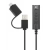 Manhattan USB-C & USB-A to 3.5 mm Stereo Audio Aux Adapter Cable, 2-in-1, Male to Female, Cable 1m, Supports a Headset's Mic and Audio Function, CTIA Standard, Volume and Mute Control, Black