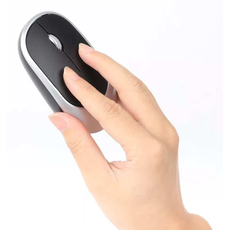 Manhattan One Single USB-A Nano Receiver for Both, Full-Size Wireless Keyboard, Ambidextrous Optical Mouse with Three Buttons and Scroll Wheel, 1200 dpi, Silver/Black