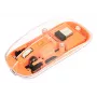 Manhattan Transparent Rechargeable Wireless Mouse, Clear/Orange, Adjustable 800/1200/1600dpi, With RGB LED light, 2.4Ghz (effective range up to 10m), USB, Optical, Ambidextrous, Four Button with Scroll Wheel, Slim Design, USB-A micro receiver, Lithium Ion battery