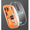 Manhattan Transparent Rechargeable Wireless Mouse, Clear/Orange, Adjustable 800/1200/1600dpi, With RGB LED light, 2.4Ghz (effective range up to 10m), USB, Optical, Ambidextrous, Four Button with Scroll Wheel, Slim Design, USB-A micro receiver, Lithium Ion battery