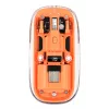Manhattan Transparent Rechargeable Wireless Mouse, Clear/Orange, Adjustable 800/1200/1600dpi, With RGB LED light, 2.4Ghz (effective range up to 10m), USB, Optical, Ambidextrous, Four Button with Scroll Wheel, Slim Design, USB-A micro receiver, Lithium Ion battery
