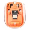 Manhattan Transparent Rechargeable Wireless Mouse, Clear/Orange, Adjustable 800/1200/1600dpi, With RGB LED light, 2.4Ghz (effective range up to 10m), USB, Optical, Ambidextrous, Four Button with Scroll Wheel, Slim Design, USB-A micro receiver, Lithium Ion battery