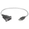 Manhattan USB-A to Serial Converter cable, 45cm, Male to Male, Serial/RS232/COM/DB9, Prolific PL-2303RA Chip, Black/Silver cable, Three Year Warranty, Equivalent to ICUSB232V2
