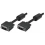Manhattan VGA Monitor Cable (with Ferrite Cores), 10m, Black, Male to Male, HD15, Cable of higher SVGA Specification (fully compatible), Shielding with Ferrite Cores helps minimise EMI interference for improved video transmission, Lifetime Warranty