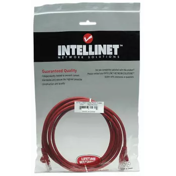 Intellinet Network Patch Cable, Cat5e, 5m, Red, CCA, U/UTP, PVC, RJ45, Gold Plated Contacts, Snagless, Booted, Lifetime Warranty