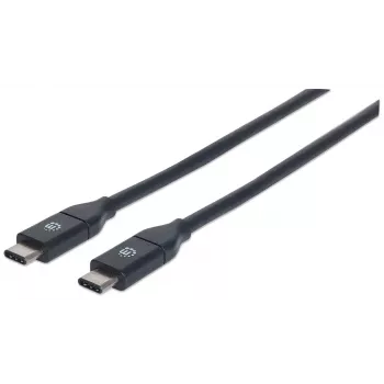 Manhattan USB-C to USB-C Cable, 1m, Male to Male, Black, 10 Gbps (USB 3.2 Gen2 aka USB 3.1), 3A (fast charging), SuperSpeed+ USB, Lifetime Warranty, Equivalent to USB31CC1M