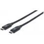 Manhattan USB-C to USB-C Cable, 1m, Male to Male, Black, 10 Gbps (USB 3.2 Gen2 aka USB 3.1), 3A (fast charging), SuperSpeed+ USB, Lifetime Warranty, Equivalent to USB31CC1M