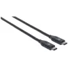 Manhattan USB-C to USB-C Cable, 1m, Male to Male, Black, 10 Gbps (USB 3.2 Gen2 aka USB 3.1), 3A (fast charging), SuperSpeed+ USB, Lifetime Warranty, Equivalent to USB31CC1M