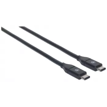 Manhattan USB-C to USB-C Cable, 1m, Male to Male, Black, 10 Gbps (USB 3.2 Gen2 aka USB 3.1), 3A (fast charging), SuperSpeed+ USB, Lifetime Warranty, Equivalent to USB31CC1M