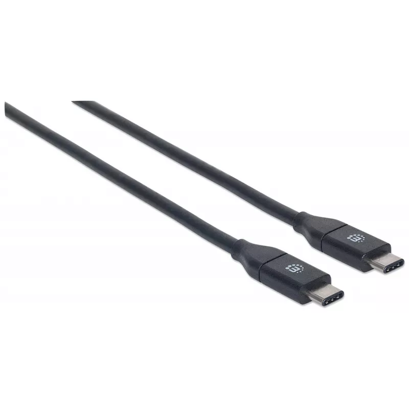 Manhattan USB-C to USB-C Cable, 1m, Male to Male, Black, 10 Gbps (USB 3.2 Gen2 aka USB 3.1), 3A (fast charging), SuperSpeed+ USB, Lifetime Warranty, Equivalent to USB31CC1M