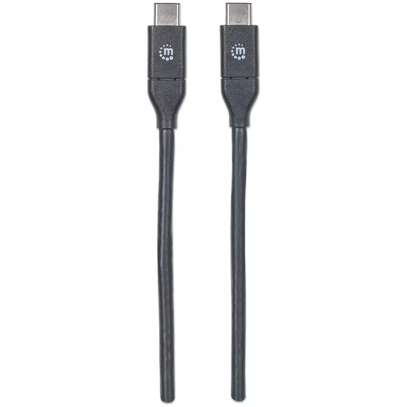 Manhattan USB-C to USB-C Cable, 1m, Male to Male, Black, 10 Gbps (USB 3.2 Gen2 aka USB 3.1), 3A (fast charging), SuperSpeed+ USB, Lifetime Warranty, Equivalent to USB31CC1M
