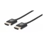 Manhattan HDMI Cable with Ethernet (Ultra Thin), 4K@60Hz (Premium High Speed), 1m (3ft), Male to Male, Black, Ultra HD 4k x 2k, Fully Shielded, Gold Plated Contacts, Lifetime Warranty