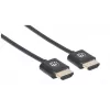 Manhattan HDMI Cable with Ethernet (Ultra Thin), 4K@60Hz (Premium High Speed), 1m (3ft), Male to Male, Black, Ultra HD 4k x 2k, Fully Shielded, Gold Plated Contacts, Lifetime Warranty