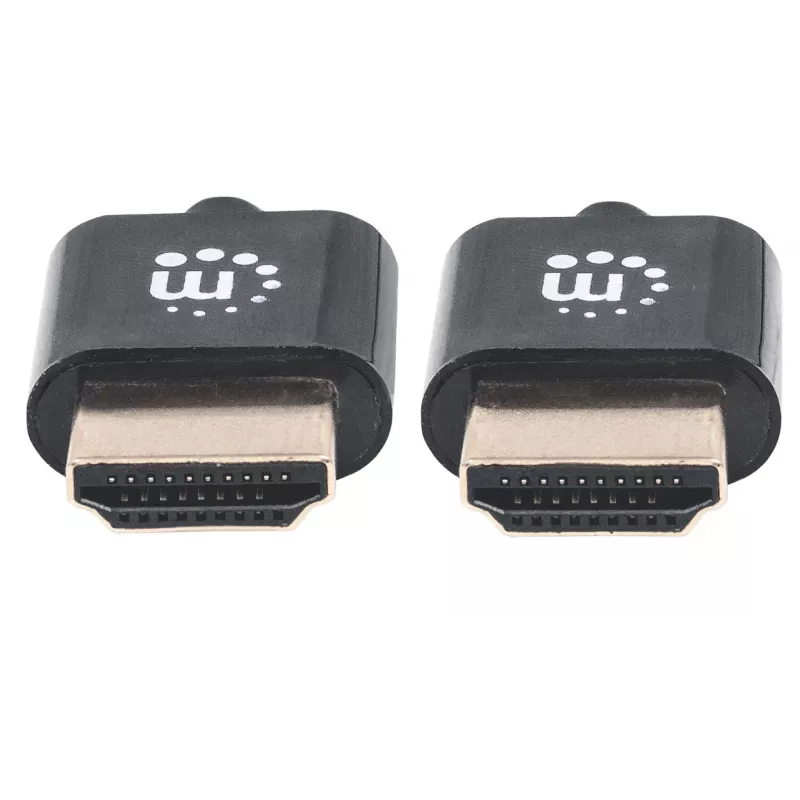 Manhattan HDMI Cable with Ethernet (Ultra Thin), 4K@60Hz (Premium High Speed), 1m (3ft), Male to Male, Black, Ultra HD 4k x 2k, Fully Shielded, Gold Plated Contacts, Lifetime Warranty