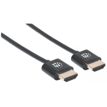 Manhattan HDMI Cable with Ethernet (Ultra Thin), 4K@60Hz (Premium High Speed), 3m, Male to Male, Black, Ultra HD 4k x 2k, Fully Shielded, Gold Plated Contacts, Lifetime Warranty