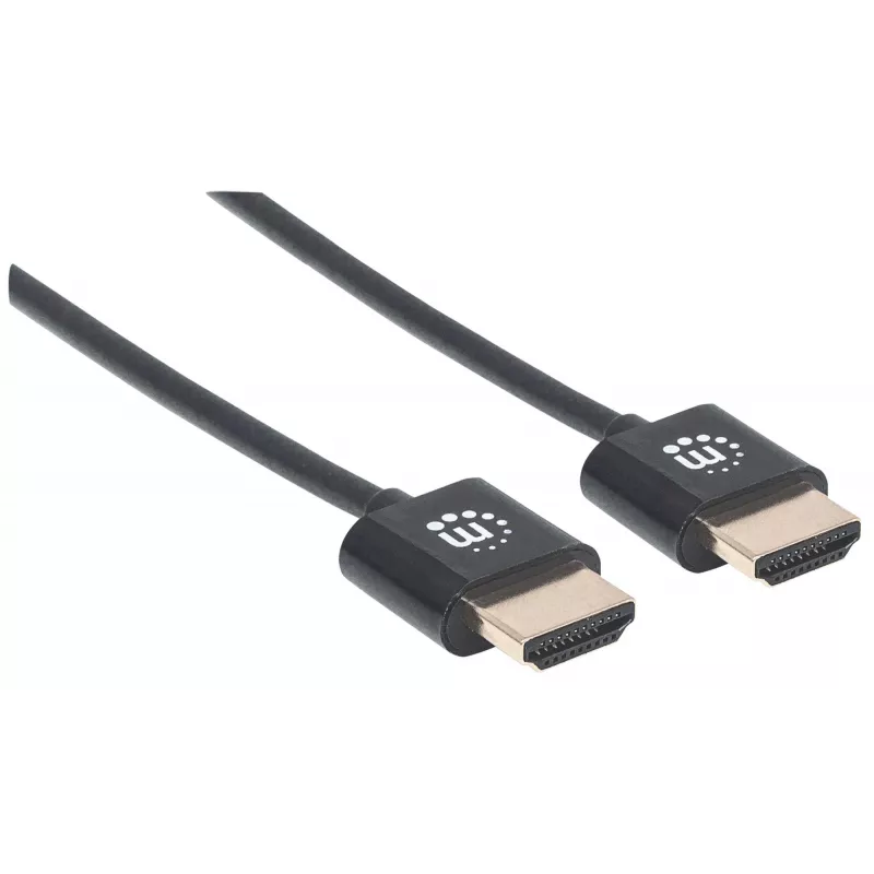 Manhattan HDMI Cable with Ethernet (Ultra Thin), 4K@60Hz (Premium High Speed), 3m, Male to Male, Black, Ultra HD 4k x 2k, Fully Shielded, Gold Plated Contacts, Lifetime Warranty