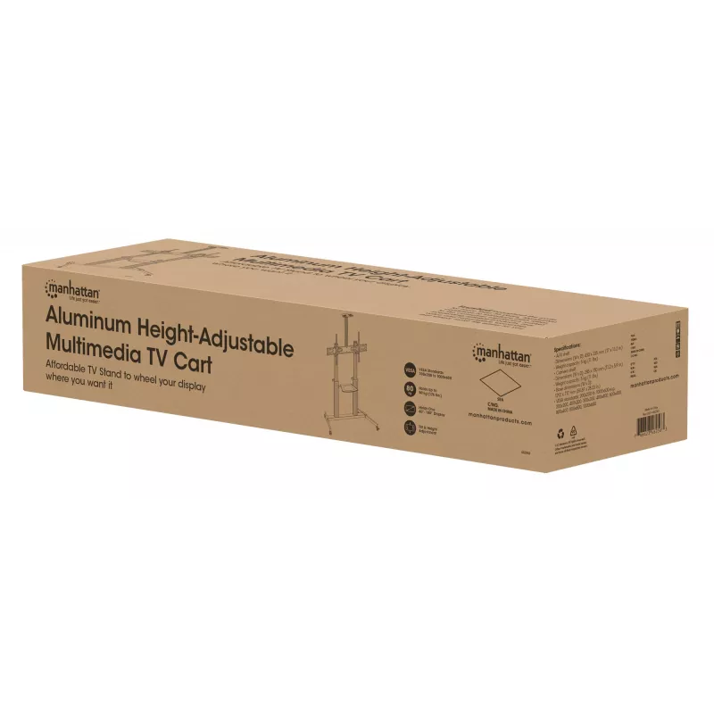 Manhattan Trolley Mount Stand for TV & Monitors, For screens: 37 inch to 100 inch,VESA compatibility:all between 200x200 to 1000x600mm -check the dimensions of the four mounting holes on back of screen to ensure it fits,Max 80kg,Height adjustable 1200 to 1600mm,LFD,Bracket