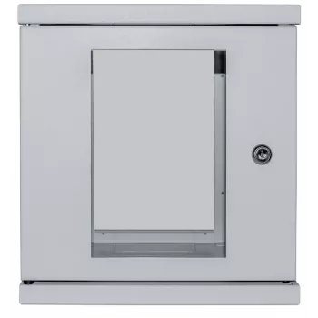 Intellinet 10 inch Network Cabinet - Wall Mount (Standard), 6U, 300mm Deep, Grey, Assembled, Max 60kg, Suitable also for use on desk or floor, Usable Depth 265mm, Metal & Glass Door, Back Panel, Removeable Sides,Parts for wall install (eg screws/rawl plugs) not included