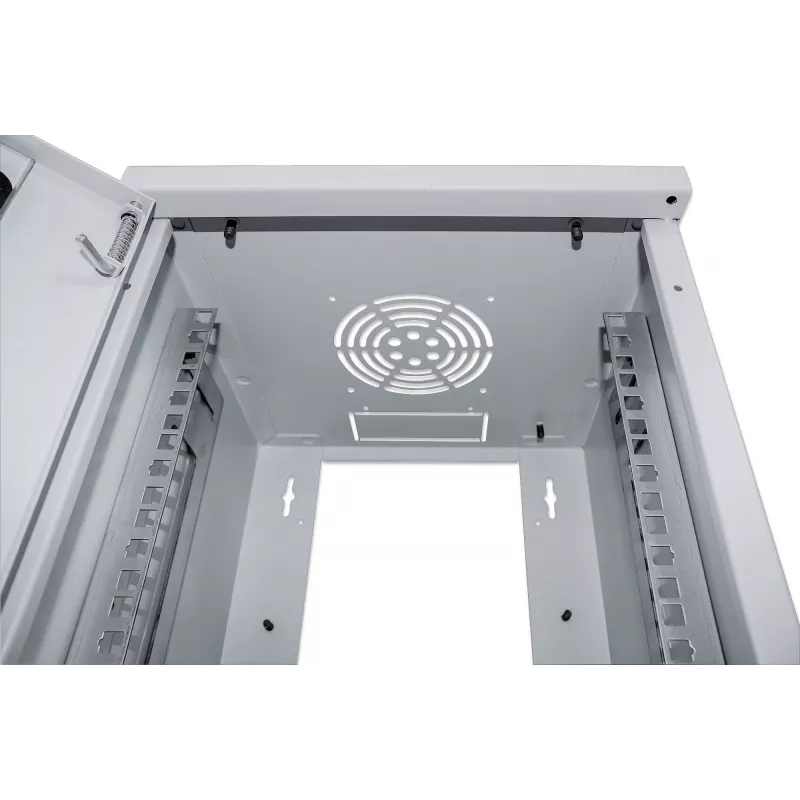 Intellinet 10 inch Network Cabinet - Wall Mount (Standard), 6U, 300mm Deep, Grey, Assembled, Max 60kg, Suitable also for use on desk or floor, Usable Depth 265mm, Metal & Glass Door, Back Panel, Removeable Sides,Parts for wall install (eg screws/rawl plugs) not included