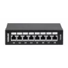 Intellinet Patch Panel, Cat6a, FTP, 8-Port, Desktop, Shielded, 90° Top-Entry Punch Down Blocks, Black