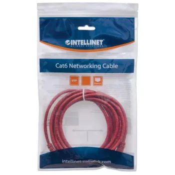 Intellinet Network Patch Cable, Cat6, 0.5m, Red, CCA, U/UTP, PVC, RJ45, Gold Plated Contacts, Snagless, Booted, Lifetime Warranty