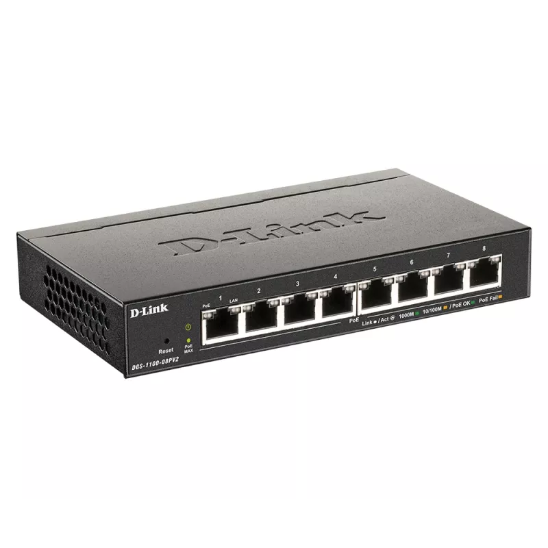 D-Link 8-Port PoE Gigabit Smart Managed Switch, Managed, L2/L3, Gigabit Ethernet (10/100/1000), Full duplex, Power over Ethernet (PoE)