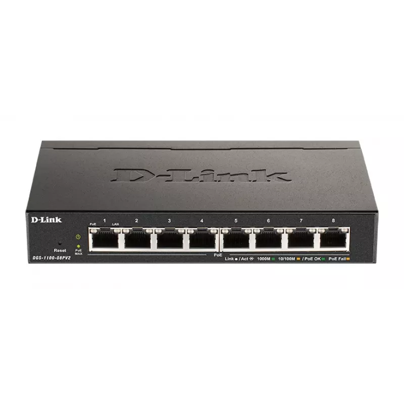 D-Link 8-Port PoE Gigabit Smart Managed Switch, Managed, L2/L3, Gigabit Ethernet (10/100/1000), Full duplex, Power over Ethernet (PoE)