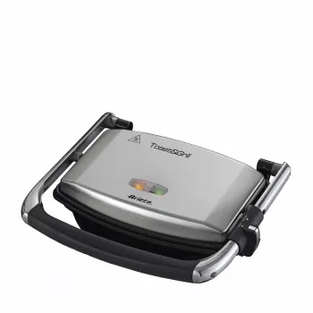 Ariete 1911 Toast & Grill Slim - Non-stick electric plate for toast and sandwich - ribbed plate - 1000 Watt - Silver