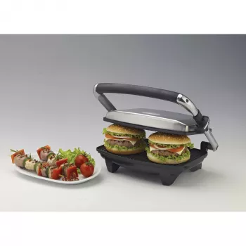 Ariete 1911 Toast & Grill Slim - Non-stick electric plate for toast and sandwich - ribbed plate - 1000 Watt - Silver