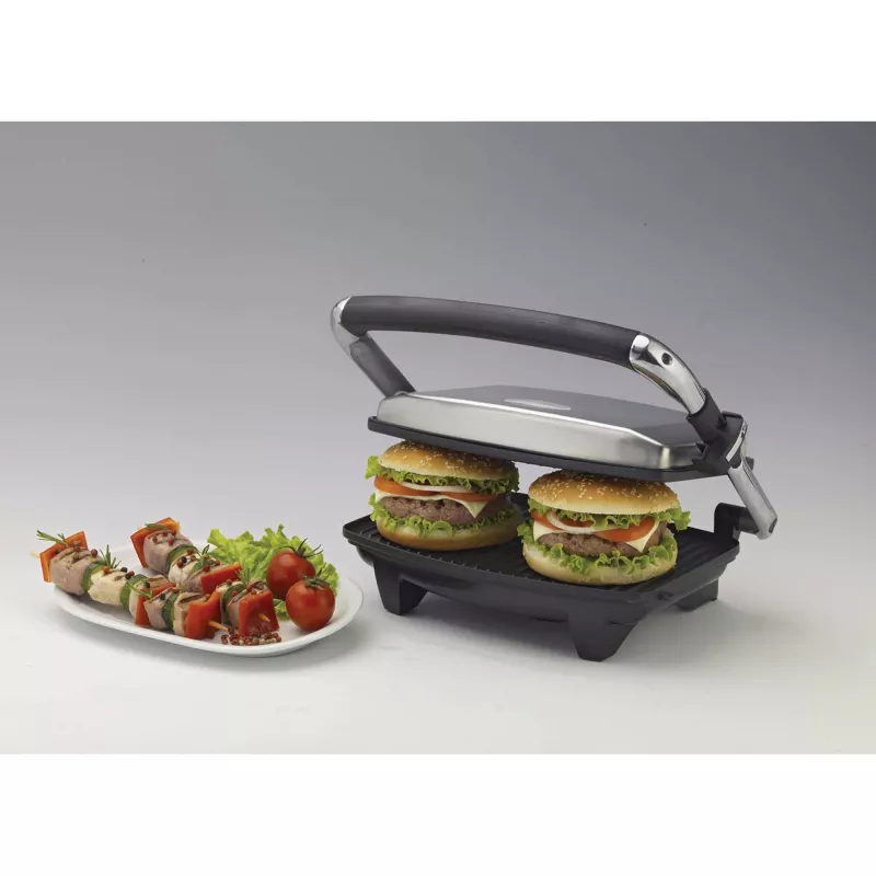 Ariete 1911 Toast & Grill Slim - Non-stick electric plate for toast and sandwich - ribbed plate - 1000 Watt - Silver
