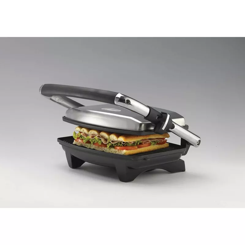 Ariete 1911 Toast & Grill Slim - Non-stick electric plate for toast and sandwich - ribbed plate - 1000 Watt - Silver