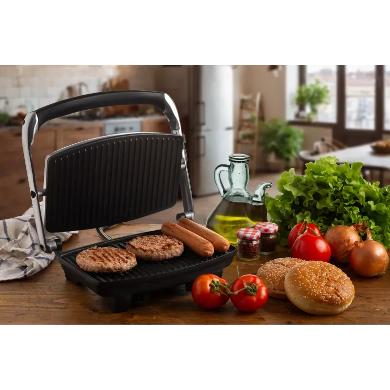 Ariete 1911 Toast & Grill Slim - Non-stick electric plate for toast and sandwich - ribbed plate - 1000 Watt - Silver