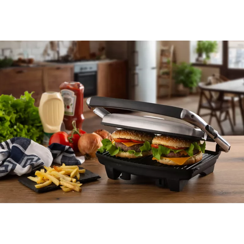 Ariete 1911 Toast & Grill Slim - Non-stick electric plate for toast and sandwich - ribbed plate - 1000 Watt - Silver