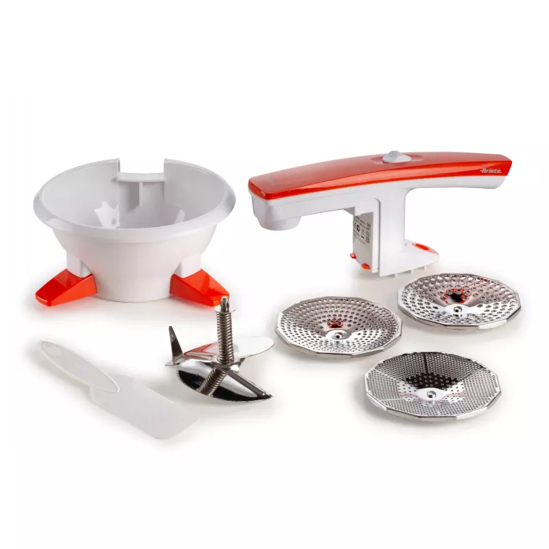 Ariete 261 Passì - Electric vegetable mill - 3 stainless steel discs - adaptable to any container - 25 Watt - White and orange