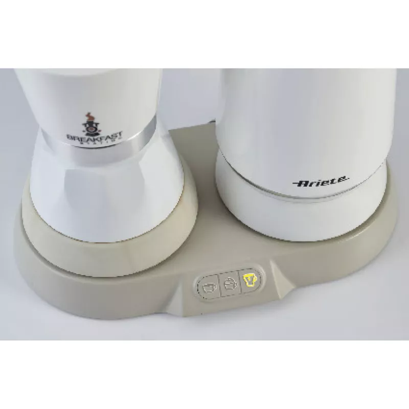 Ariete 1344 Breakfast Station, 3 products in 1: Moka Pot, Kettle, Hot and Cold Milk Frother, 500 W, 2/4 Cups, Keeps Coffee Hot, 5 Functions, White