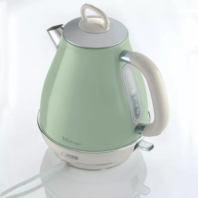 Ariete 2869 Vintage Electric Kettle, Stainless Steel, 1.7 L, Auto Shut Off, 2000 W, for Water, Tea and Herbal Drinks, Pastel Green