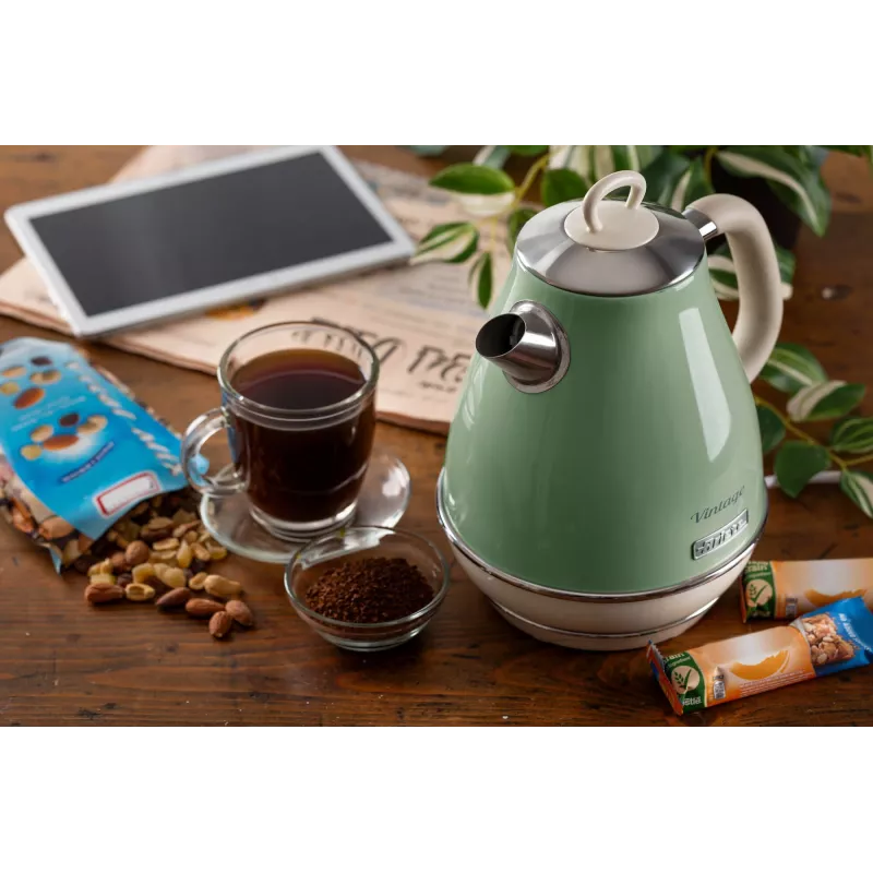 Ariete 2869 Vintage Electric Kettle, Stainless Steel, 1.7 L, Auto Shut Off, 2000 W, for Water, Tea and Herbal Drinks, Pastel Green
