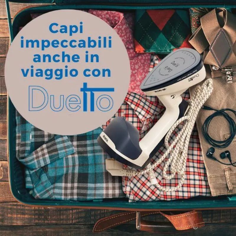Ariete 6246 Duetto Garment Iron - Vertical Iron and Iron with Non-stick Ceramic Plate - 1000 Watt - White and Blue