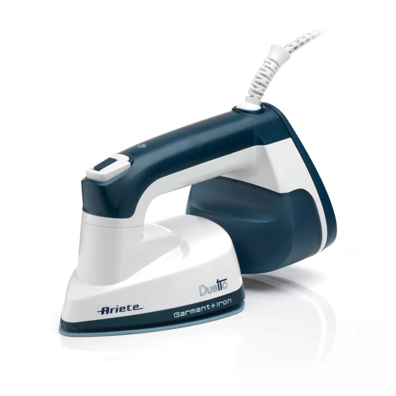 Ariete 6246 Duetto Garment Iron - Vertical Iron and Iron with Non-stick Ceramic Plate - 1000 Watt - White and Blue