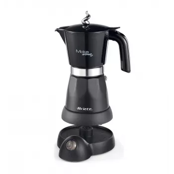 Ariete 1368 Moka Aroma, Electric Moka Pot, 4/6 cups, 480 W, Auto Shut Off, Maintains Temperature at 30 degrees, Black